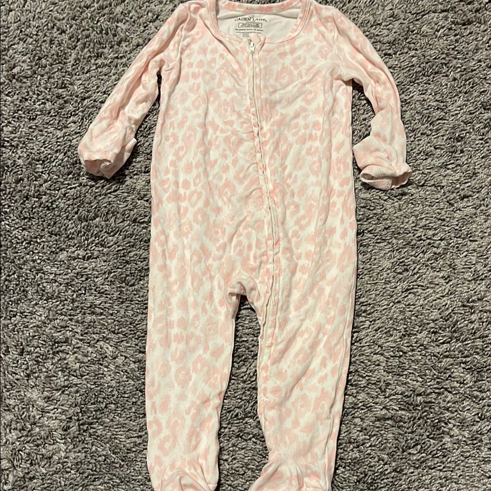 Caden Lane Pink Footie One Piece with Floral Pattern